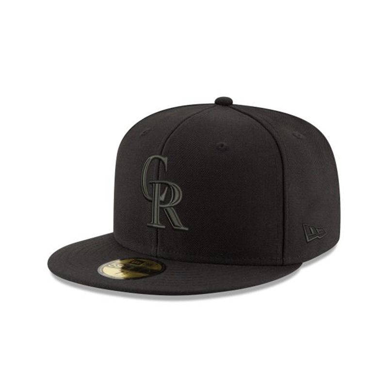 MLB Colorado Rockies Black On Black 59Fifty Fitted (NFI3661) - Black New Era Caps